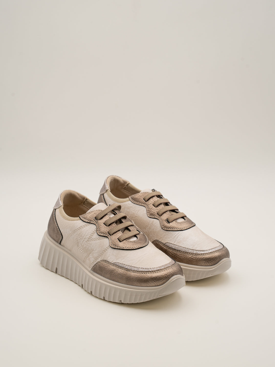 CREAM - 25M633 Zapatillas de plataforma mujer con cordones elásticos