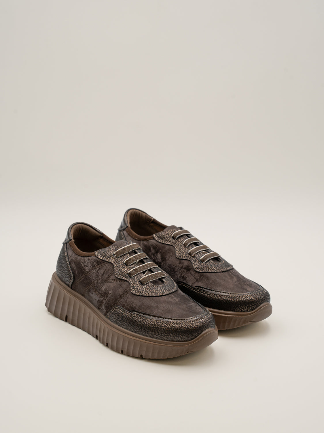 MUSE - 26M633 Zapatillas de plataforma mujer con cordones elásticos